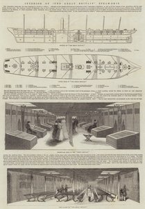 Innenansicht des Dampfschiffs "The Great Britain" (Stich) von English School
