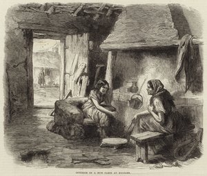 Innenansicht einer Lehmbude in Kildare von English School