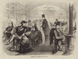 Innenraum eines amerikanischen Eisenbahnwagens von English School