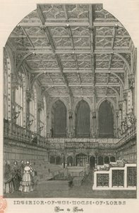 Innenansicht des House of Lords, Westminster, London, von Süden von English School