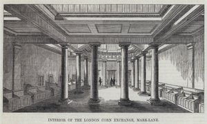 Innenansicht der London Corn Exchange, Mark-Lane (Gravur) von English School