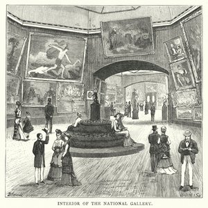 Innenansicht der Nationalgalerie (Stich) von English School