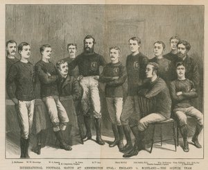 Internationales Fußballspiel im Kennington Oval; England gegen Schottland, das schottische Team von English School