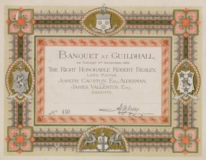 Einladung zu einem Bankett in der Guildhall, London, am 9. November 1869