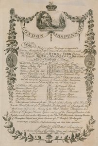 Einladung zu einem Abendessen des London Dispensary im London Tavern, 16. April 1804 von English School