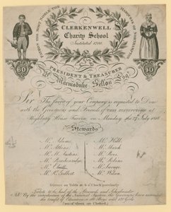 Einladung zum Abendessen der Clerkenwell Charity School von English School