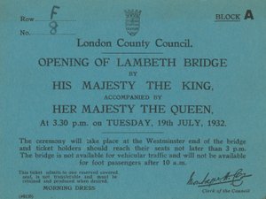 Einladung zur Eröffnung der Lambeth Brücke
