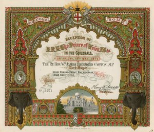 Einladung zur Empfang von HRH Der Prinz von Wales in der Guildhall, London, am 19. Mai 1876