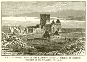 Iona-Kathedrale, Standort der frühesten christlichen Kirche in Großbritannien, gegründet von St. Columba, 563 n. Chr. von English School