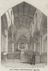 Islip Kirche, Northamptonshire, restauriert (Gravur) von English School
