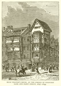 Izaac Waltons Haus an der Ecke von Chancery Lane und Fleet Street, 1627-1644 von English School