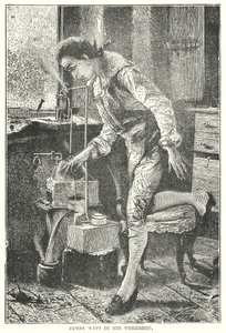 James Watt in seiner Werkstatt von English School