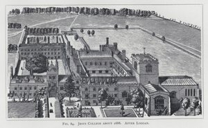 Jesus College um 1688, nach Loggan (Gravur) von English School