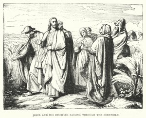 Jesus und seine Jünger gehen durch das Kornfeld von English School