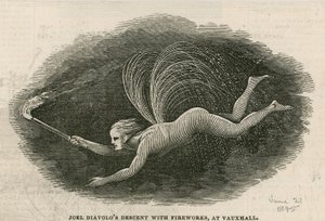 Joel Diabolos Abstieg mit Feuerwerk in den Vauxhall Gardens, London von English School