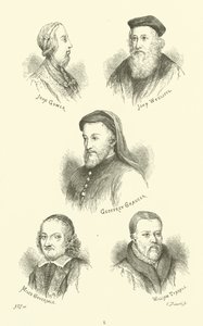 John Gower, John Wycliffe, Geoffrey Chaucer, Miles Coverdale, William Tyndale von English School