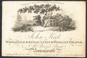 John Keet, Groß- und Einzelhandel mit Leinen- und Wollwaren, Visitenkarte von English School