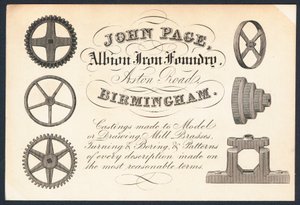 John Page, Albion Eisenhütte, Visitenkarte