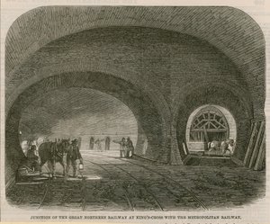 Kreuzung der Great Northern Railway am Kings Cross mit der Metropolitan Railway von English School