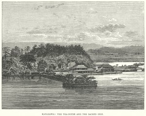 Kanasawa: Das Teehaus und die heilige Insel (Gravur)
