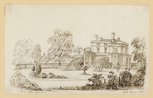 Kensington Palace Gardens; datiert 27. August 1857 von English School