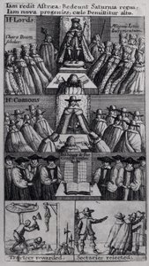 König Karl II. (1630-85) mit den Häusern des Parlaments, 1660