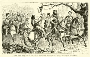 König Johann und sein Gefolge reiten zur Jagd im Großen Wald von Middlesex