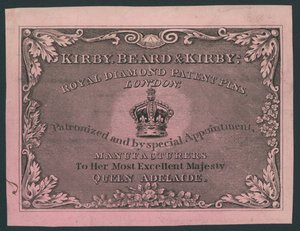 Kirby, Beard und Kirby, Royal Diamond Patent Pins, Visitenkarte