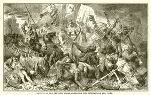 Ritter des Deutschen Ordens kämpfen gegen Litauer und Polen