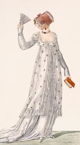 Abendkleid für Damen, Modeplatte aus Ackermanns Repository of Arts, veröffentlicht 1814 von English School