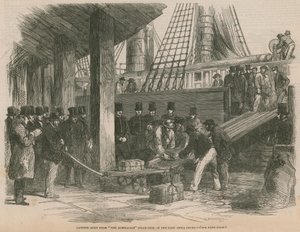 Entladen von Gold vom australischen Dampfschiff von English School