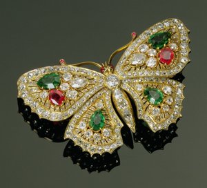 Spätviktorianische Brosche mit mehreren Edelsteinen, ca. 1880