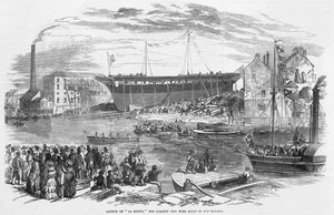 Stapellauf der "La Hogue," das größte Schiff, das jemals in Sunderland gebaut wurde von English School