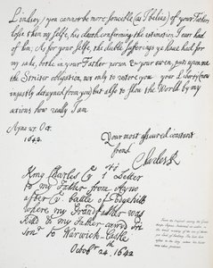 Brief von Charles II. an Montague, Earl of Lindsey, 27. Oktober 1642 von English School