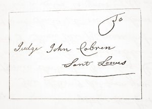 Brief von Daniel Boone an Richter John Cobren, Original datiert 5. Oktober 1809