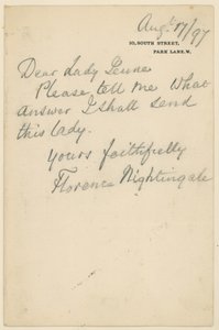 Brief von Florence Nightingale