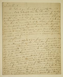 Brief von William Woodfall (1746-1803) an den Schauspieler John Quick (1748-1831) bezüglich der positiven Kritiken von John Henderson im Haymarket