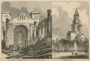 Limehouse Kirche vor und nach dem Brand von English School