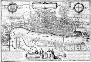 Londinium Feracissimi Angliae Regni Metropolis, Illustration aus London in der Zeit der Tudors von Sir Walker Besant, 1904