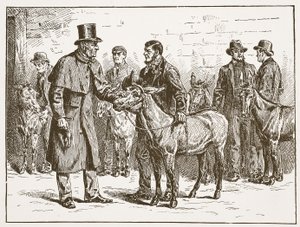 Lord Shaftesbury inspiziert eine Karrenhändler-Eselshow, Illustration aus Die Kirche von England: Eine Geschichte für das Volk von H.D.M. Spence-Jones, veröffentlicht um 1910 von English School