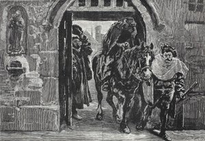 Luther flieht aus Augsburg, Illustration aus Die Geschichte des Protestantismus von James Aitken Wylie, veröffentlicht 1878 von English School