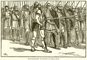 Makedonische Soldaten in Phalanx von English School