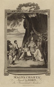 Magna Carta von König John in Runnymede Meadow unterzeichnet von English School