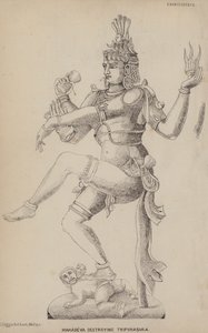 Mahadeva zerstört Tripurasura (Gravur) von English School