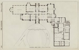 Herrenhaus, Leigh Park, Grundriss des Erdgeschosses (Gravur) von English School