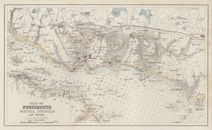 Karte: Plan von Portsmouth, Portsea Spithead und Umgebung, von G H Swanston, Edinburgh von English School