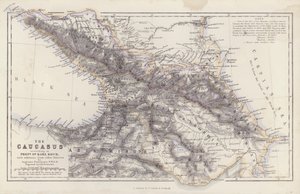 Karte: Der Kaukasus, nach Professor Doktor Karl Koch, mit Ergänzungen aus anderen Quellen, von Augustus Petermann von English School