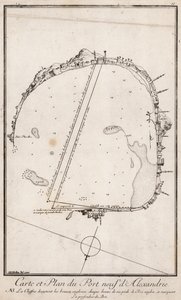 Karte und Plan des Hafens von Alexandre, Ägypten von English School