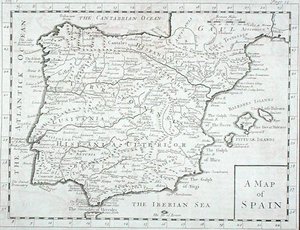 Karte von Spanien und Portugal, späte 18. Jahrhundert (Stich)