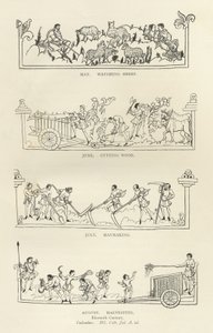 Mai, Juni, Juli und August, aus dem Julius-Kalender und Hymnal, Illustration aus der Geschichte des englischen Volkes